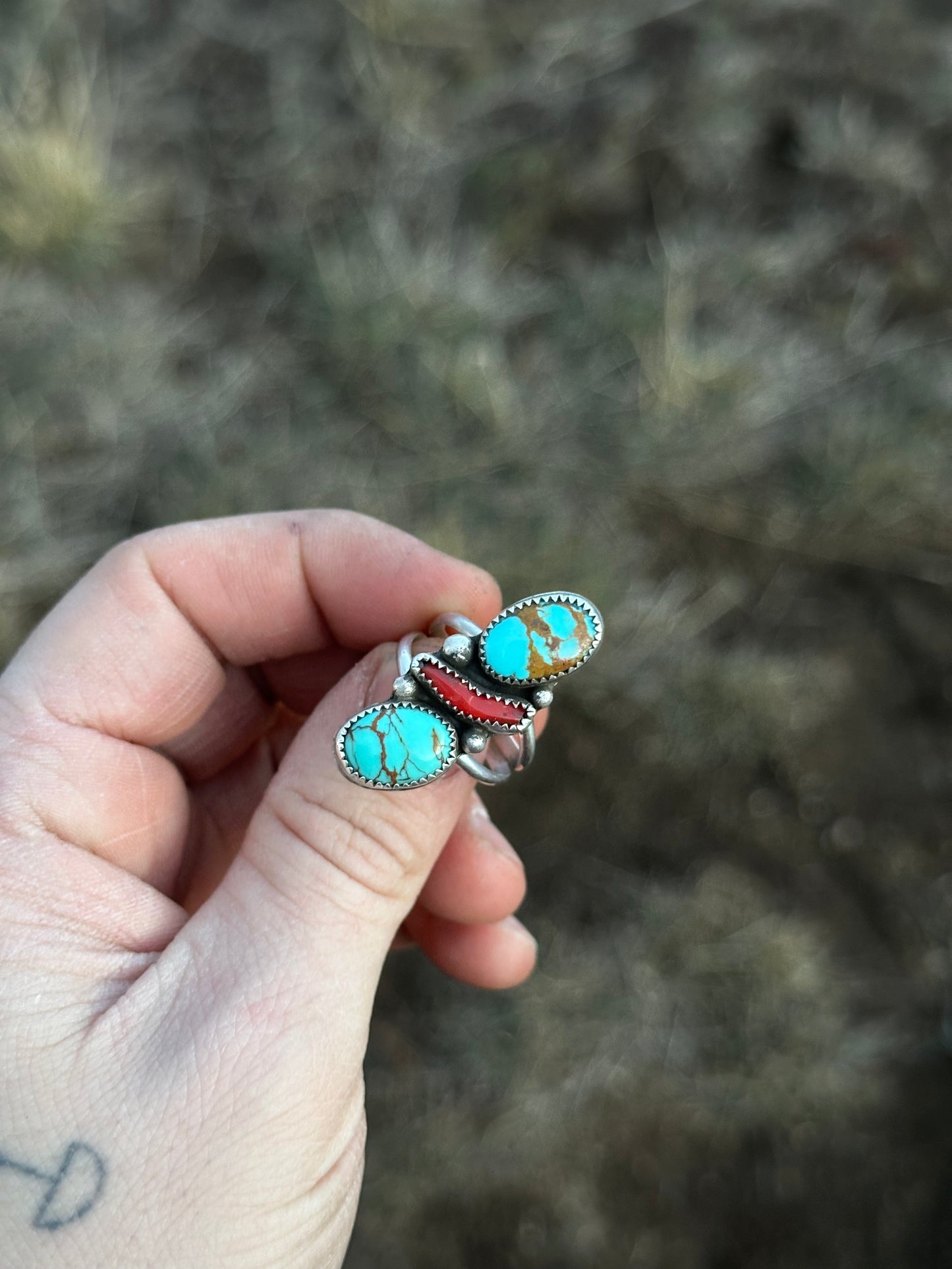 Kingman Coral Ring Sz 8