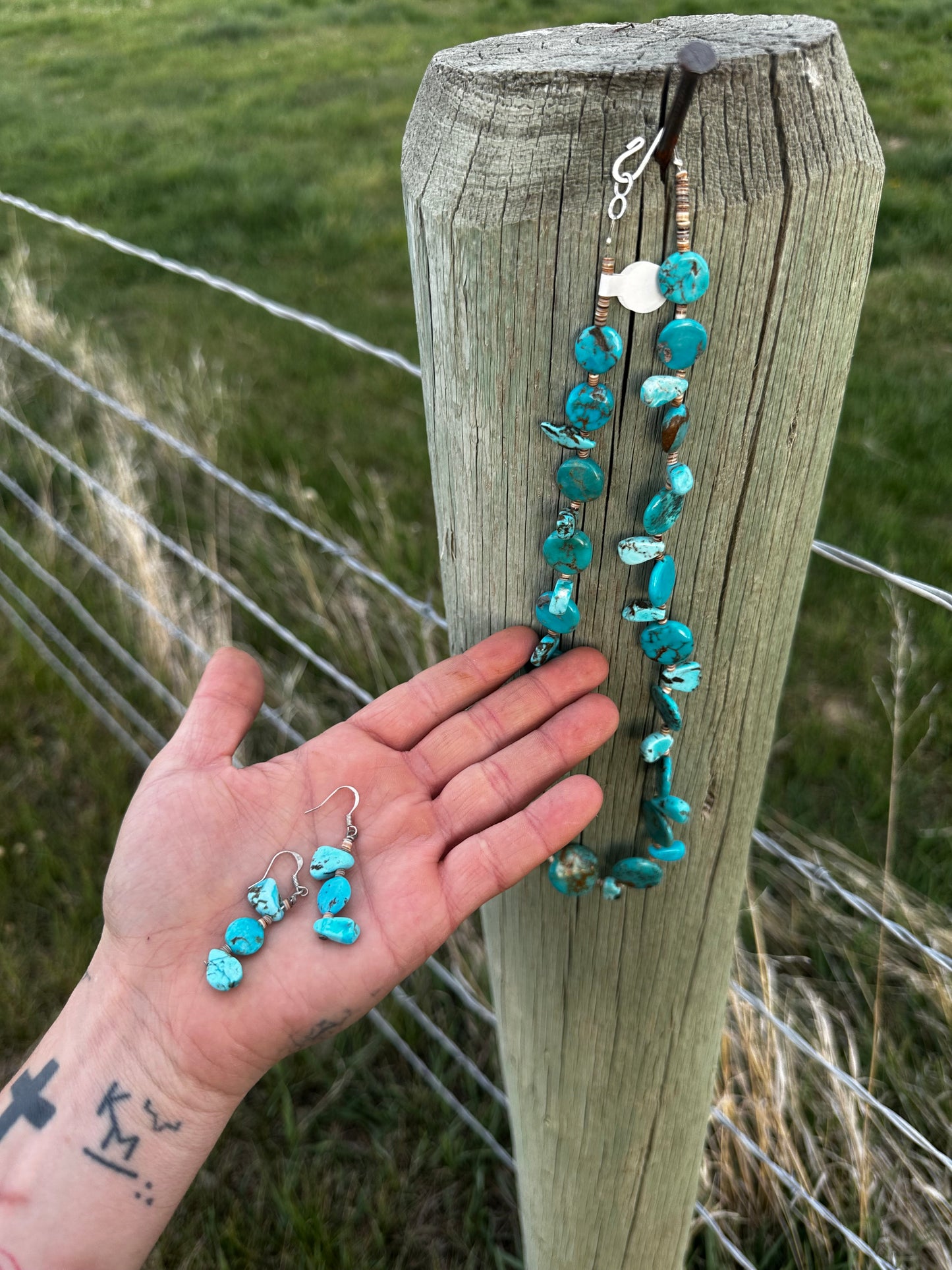 Mixed Turquoise Necklace and Earrings