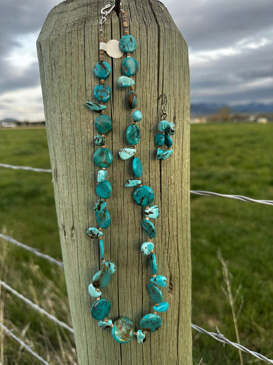 Mixed Turquoise Necklace and Earrings