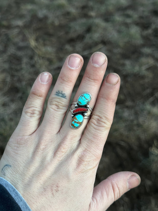 Kingman Coral Ring Sz 8